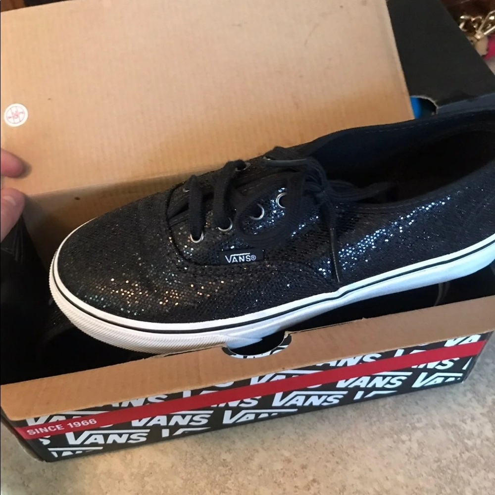 Black sparkly Vans